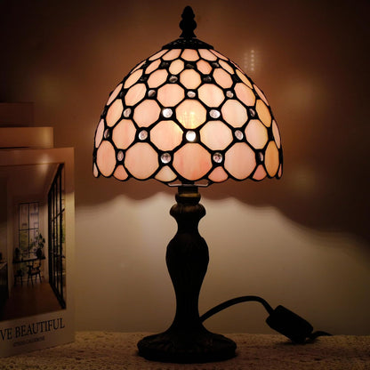 Small Tiffany Stained Glass Table Lamp,Pink