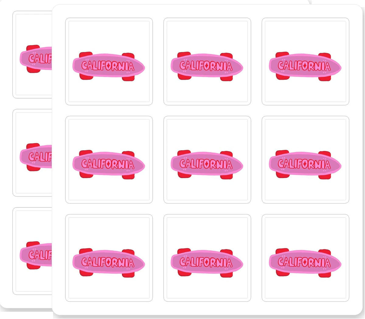 California Penny Board Skateboard Cute Pink Retro Skater Girl Waterproof Durable Laptop Water Bottle Helmet 18 Pack 2 Inch Vinyl Decal Sticker