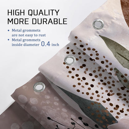 Flower Shower Curtain, Modern Abstract Leaf Circle Fall Muted Peach Washable with Hooks Toile Cloth Shower Curtains for Bathroom Bathtub Apartment Decor 62x72 Inch