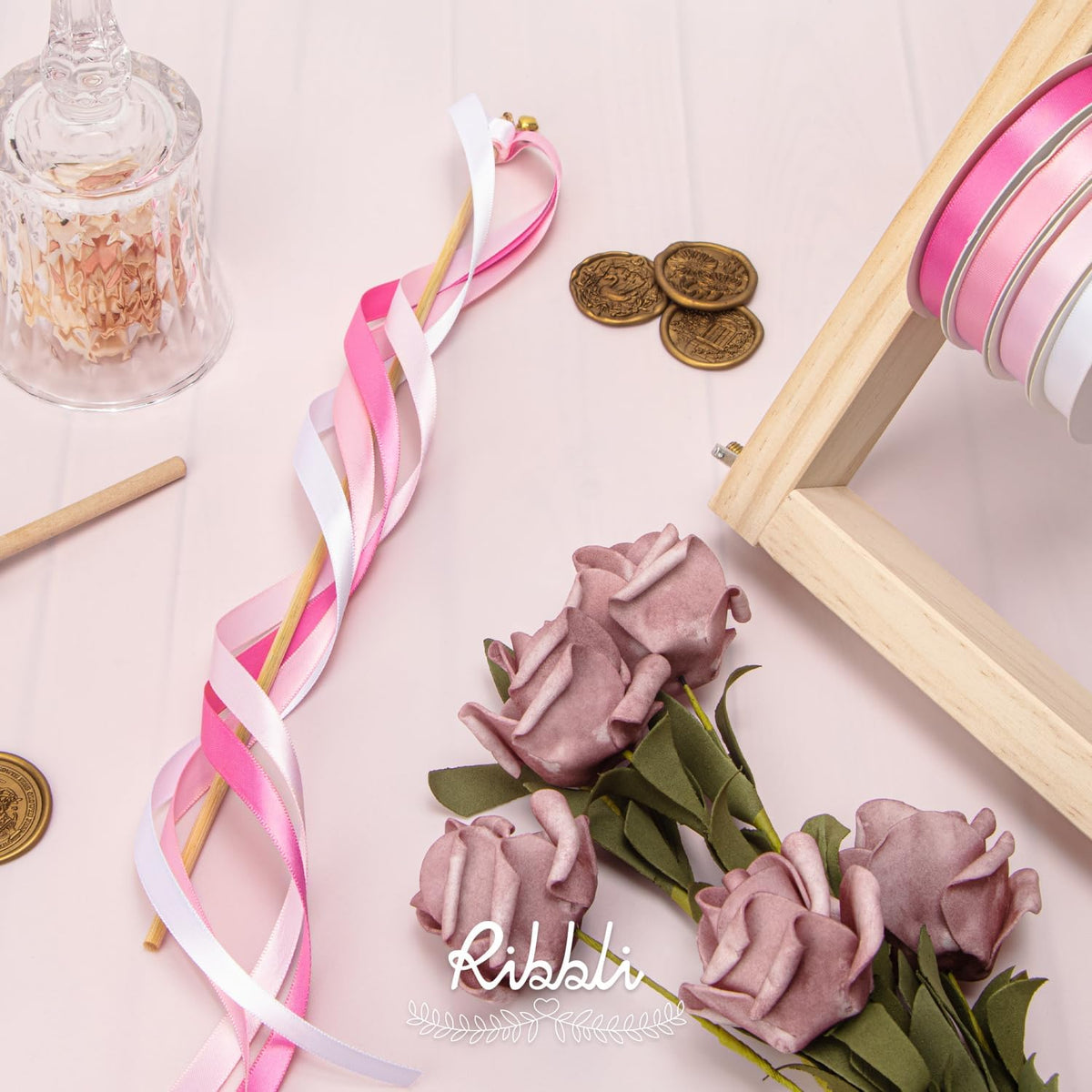 Light Pink Satin Ribbon Double Faced Satin 3/8 Inch x Continuous 50 Yards-Light Pink Ribbon for Gift Wrapping Crafts Wedding Decoration Bows Bouquet Floral Arrangement