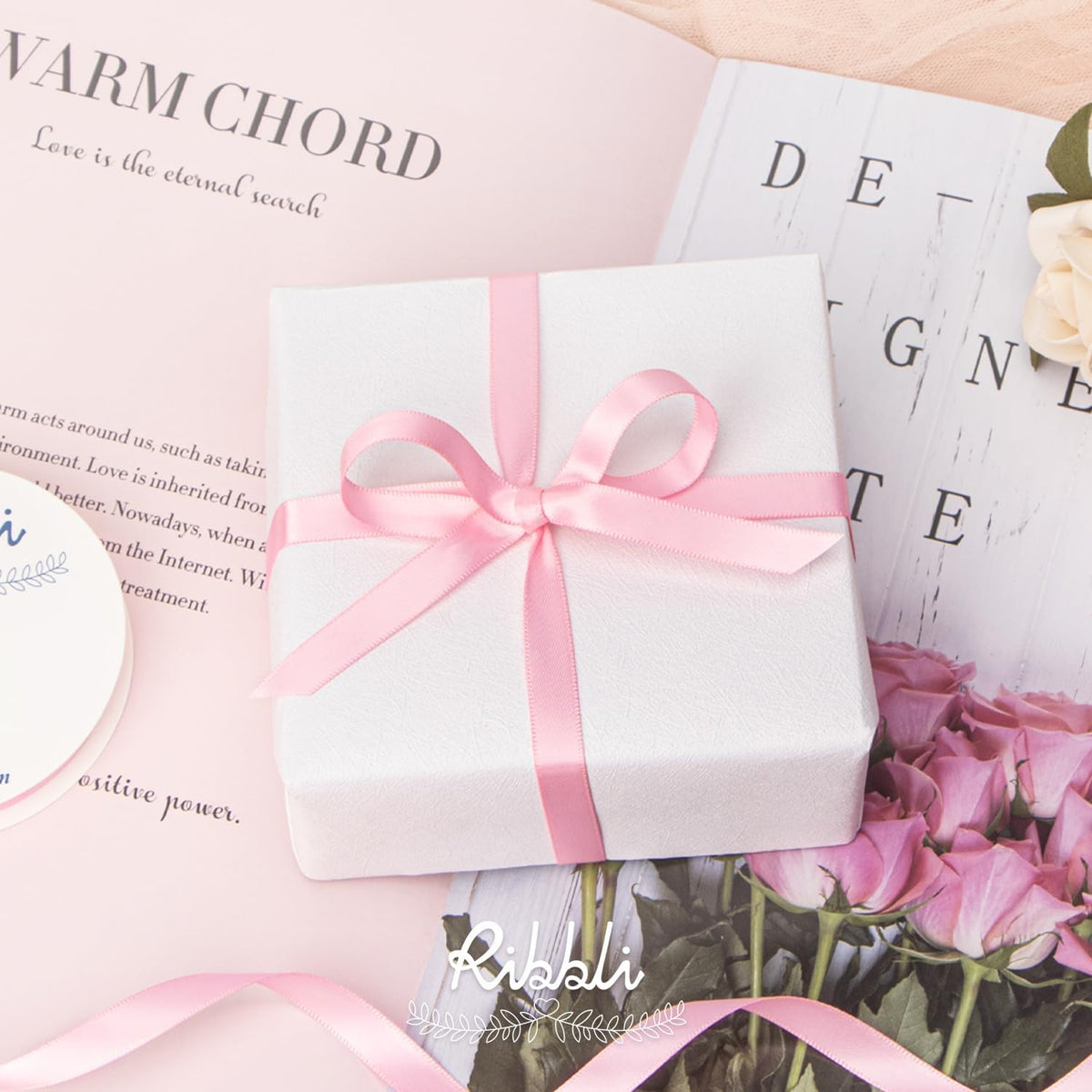 Light Pink Satin Ribbon Double Faced Satin 3/8 Inch x Continuous 50 Yards-Light Pink Ribbon for Gift Wrapping Crafts Wedding Decoration Bows Bouquet Floral Arrangement