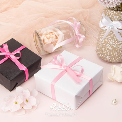 Light Pink Satin Ribbon Double Faced Satin 3/8 Inch x Continuous 50 Yards-Light Pink Ribbon for Gift Wrapping Crafts Wedding Decoration Bows Bouquet Floral Arrangement