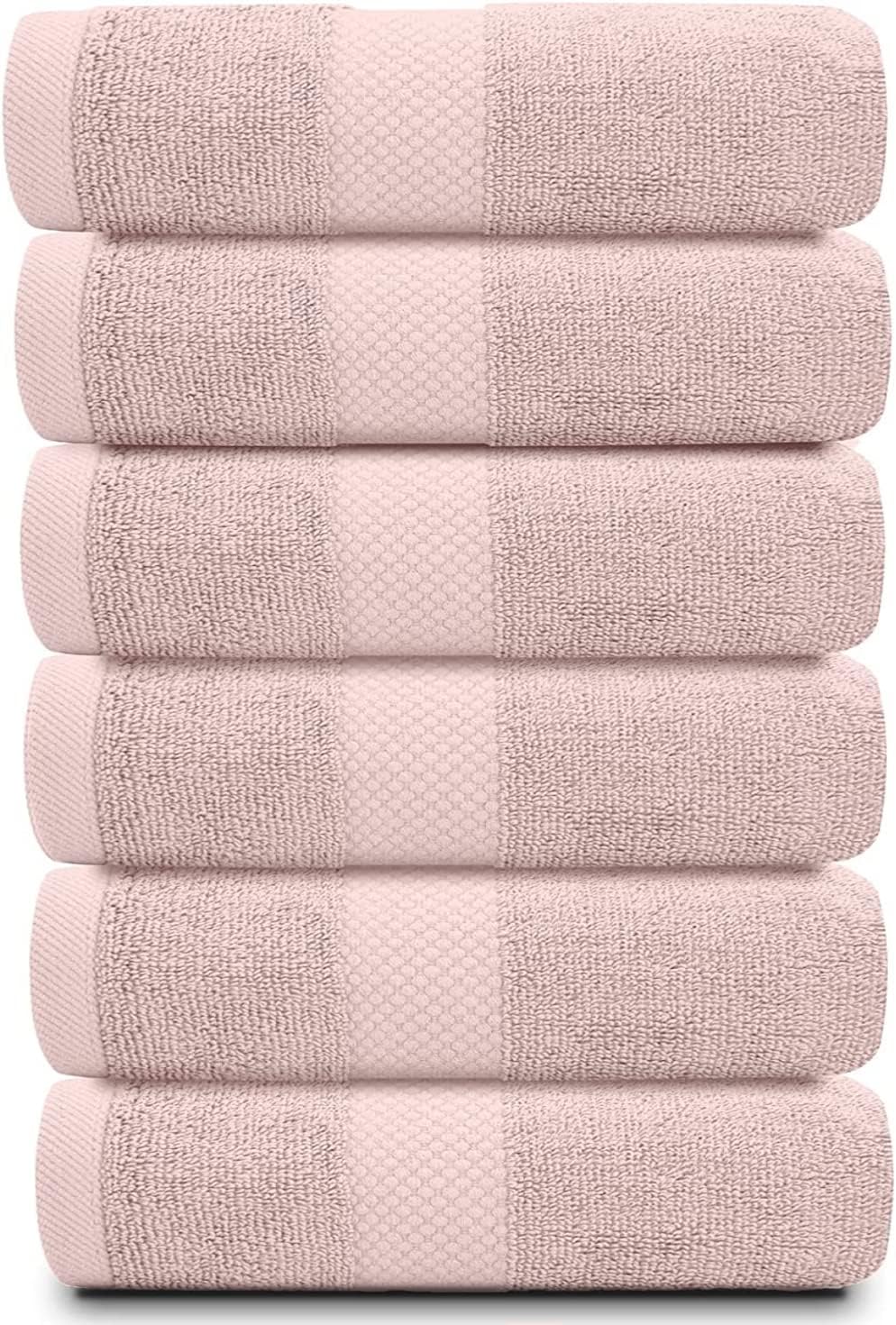 Luxury Pink Hand Towels - 100% Turkish Cotton, 16x30, 6 Pack