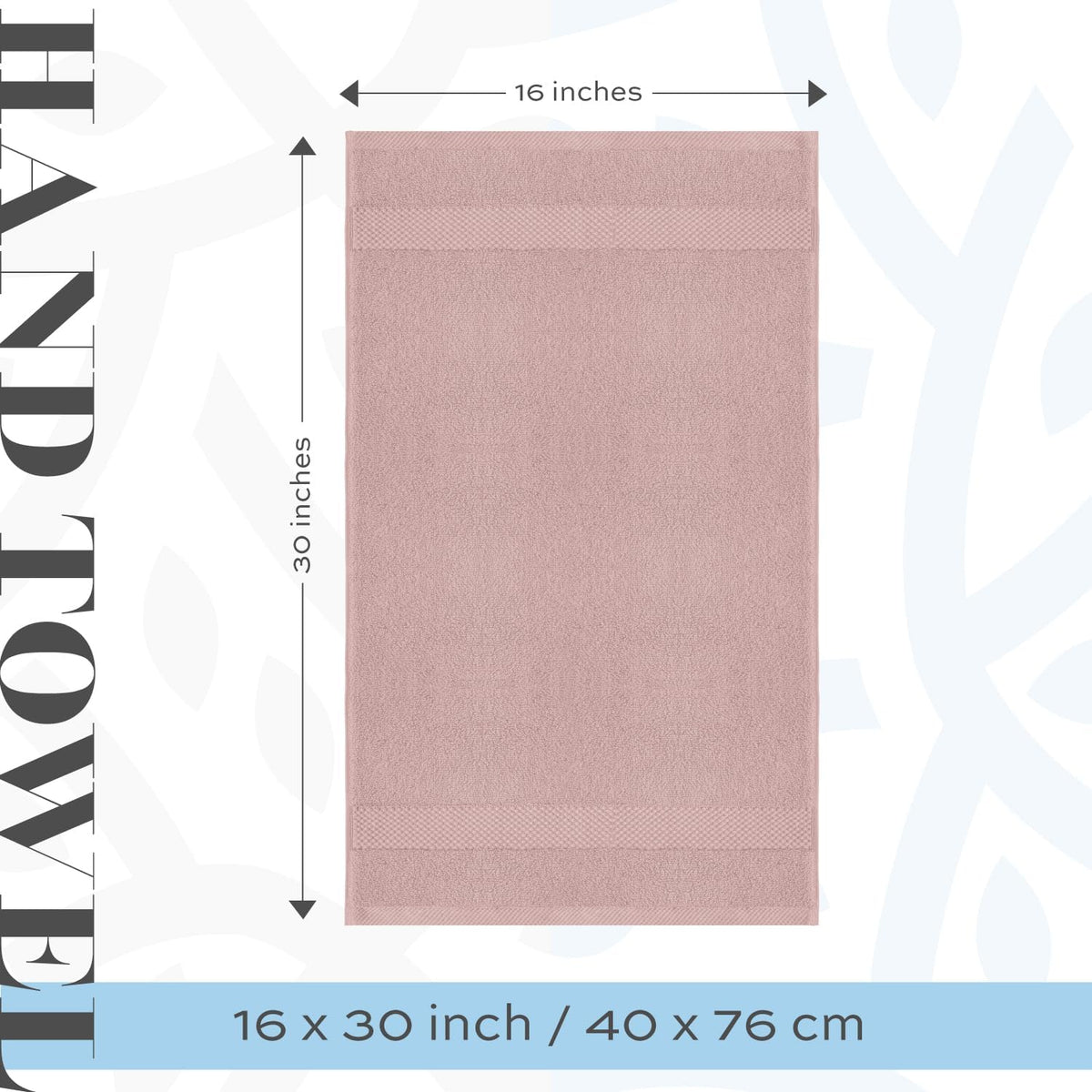 Luxury Pink Hand Towels - 100% Turkish Cotton, 16x30, 6 Pack