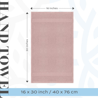 Luxury Pink Hand Towels - 100% Turkish Cotton, 16x30, 6 Pack