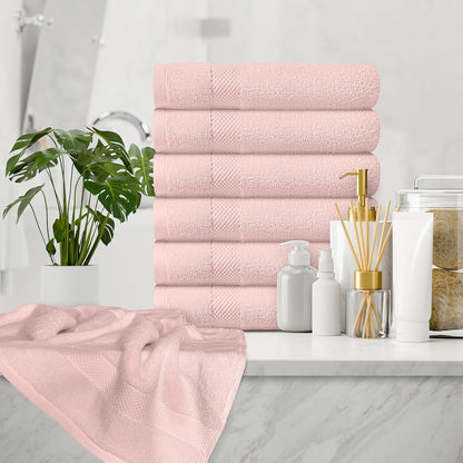 Luxury Pink Hand Towels - 100% Turkish Cotton, 16x30, 6 Pack