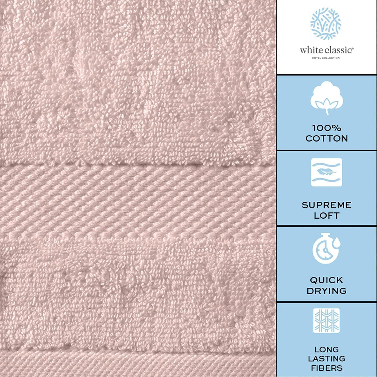 Luxury Pink Hand Towels - 100% Turkish Cotton, 16x30, 6 Pack