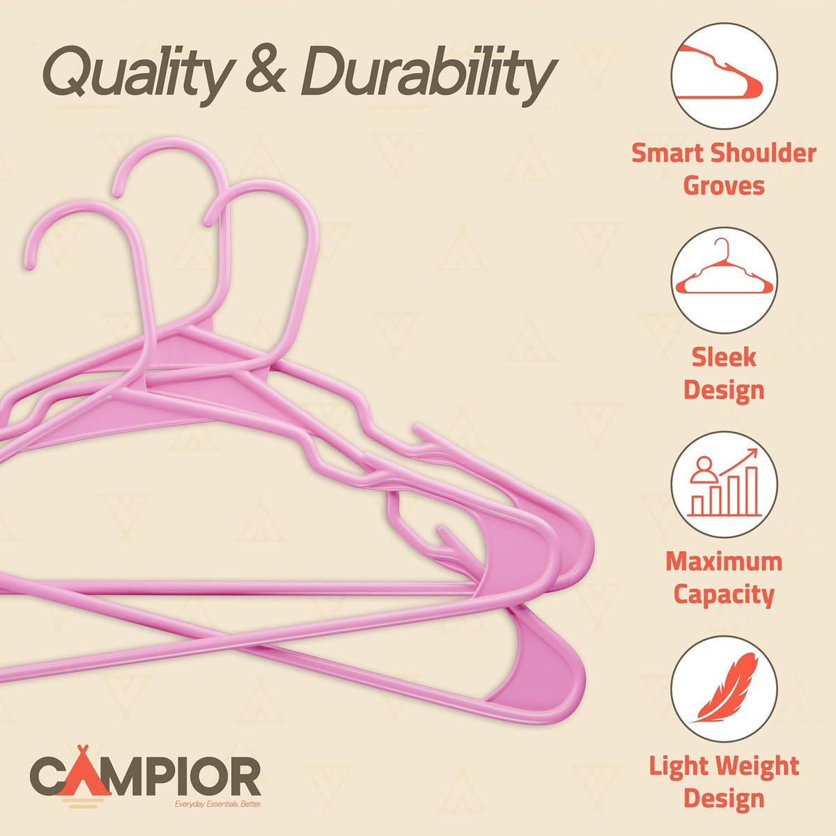 Pink Plastic Hangers 50 Pack– Heavy-Duty Plastic Hangers Slim and Space-Saving, Durable and Lightweight PP with Non-Slip Shoulder Notches for Slip Dresses, Suits, Jackets & Camisoles