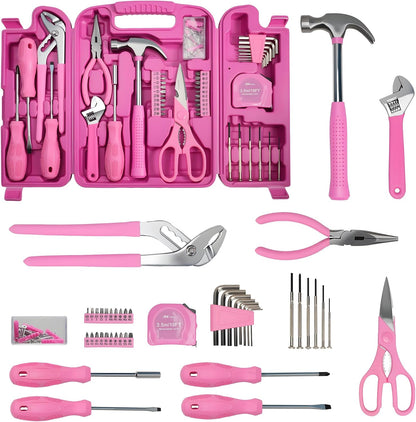 Pink Tool Set for Women 136-Piece Small Tool Kit for Home Repairs