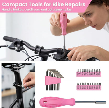 Pink Tool Set for Women 136-Piece Small Tool Kit for Home Repairs