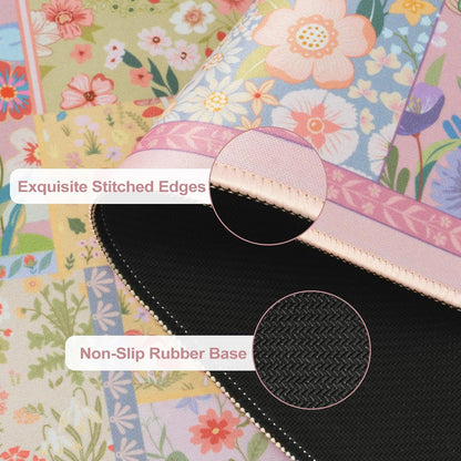 Desk Mat,Mouse Pad for Office Desk,35.4x15.7in,Pink Flowers