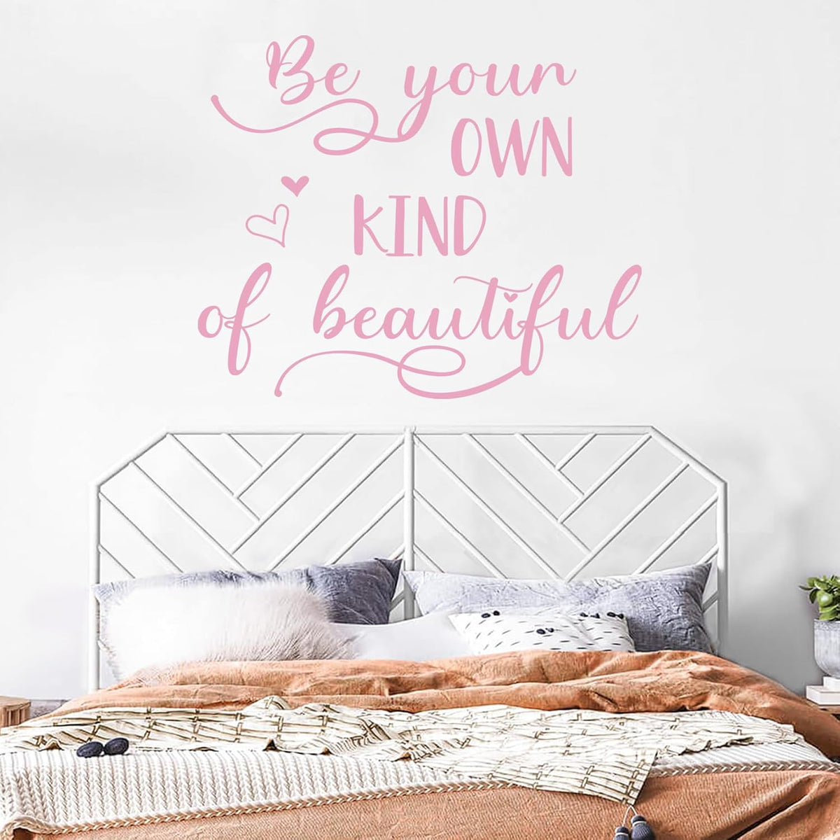 Inspirational Wall Quote Decals, Peel and Stick Vinyl Pink Wall Stickers