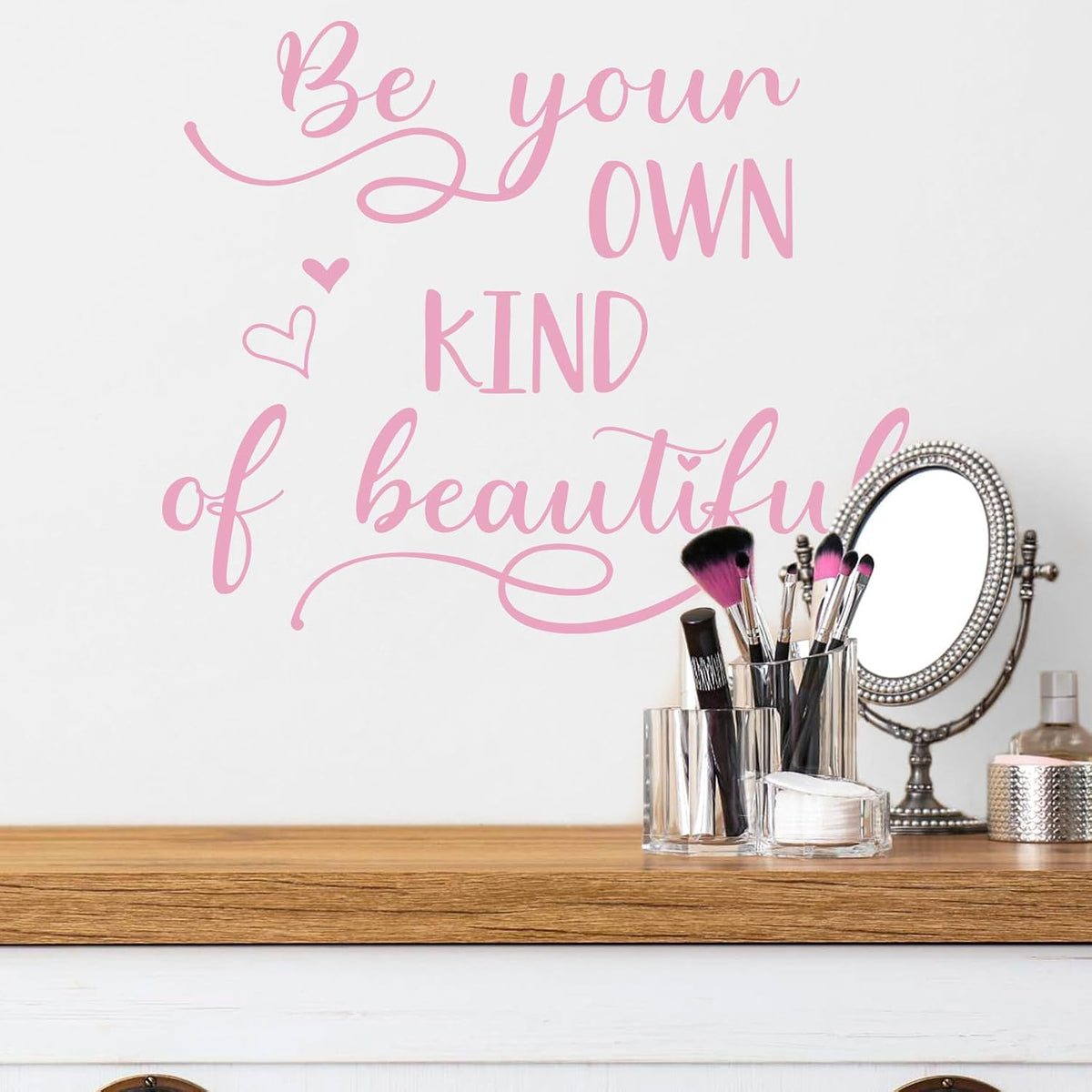 Inspirational Wall Quote Decals, Peel and Stick Vinyl Pink Wall Stickers