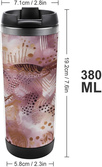 Pretty Peach Pattern Stainless Steel Travel Mug, Leak-proof Reusable Thermal Coffee Cup with Lid for Hot & Cold Drinks, Insulated Tumbler for Commuting And Travel
