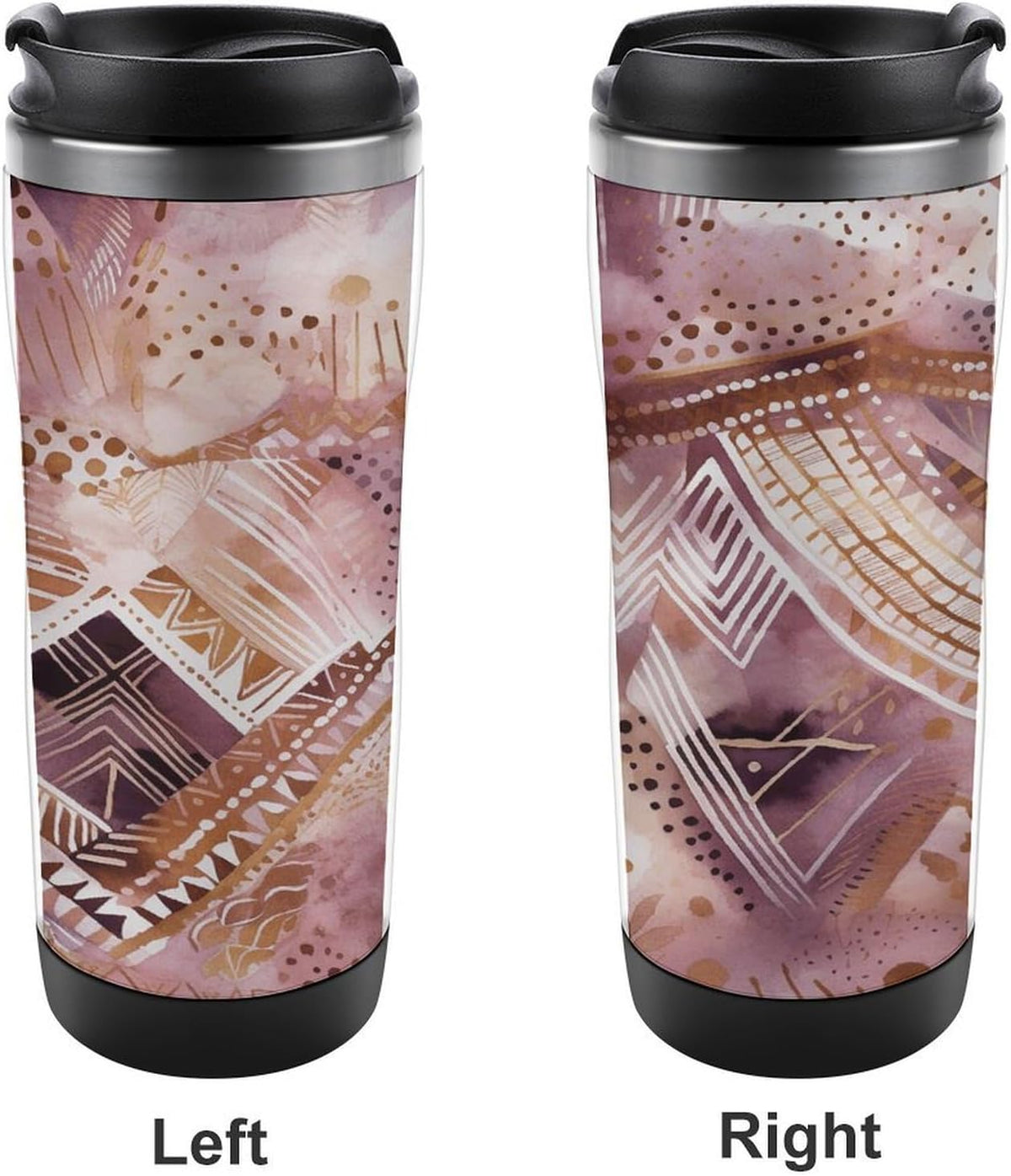 Pretty Peach Pattern Stainless Steel Travel Mug, Leak-proof Reusable Thermal Coffee Cup with Lid for Hot & Cold Drinks, Insulated Tumbler for Commuting And Travel