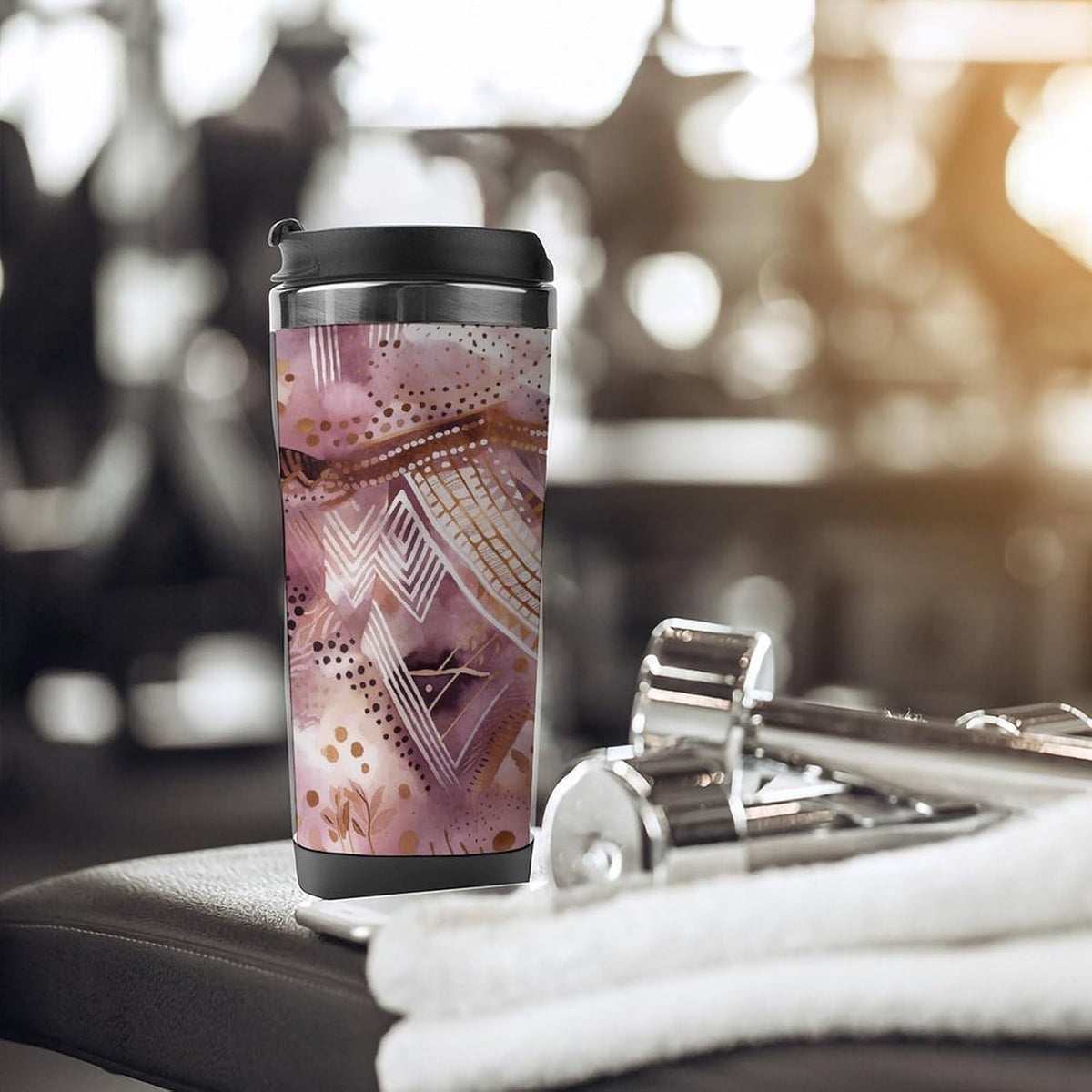 Pretty Peach Pattern Stainless Steel Travel Mug, Leak-proof Reusable Thermal Coffee Cup with Lid for Hot & Cold Drinks, Insulated Tumbler for Commuting And Travel