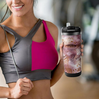 Pretty Peach Pattern Stainless Steel Travel Mug, Leak-proof Reusable Thermal Coffee Cup with Lid for Hot & Cold Drinks, Insulated Tumbler for Commuting And Travel