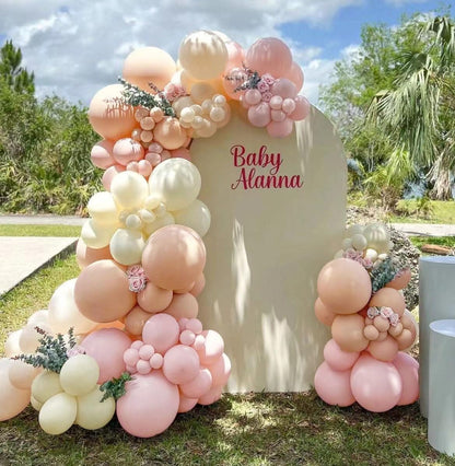 Pastel Pink White Balloon Arch Double Stuffed Light Pink Blush Ivory Beige Balloon Garland Kit Peach Cream Balloons for Birthday Baby Shower Wedding Valentine Engagement Bridal Fall Boho Party Decor