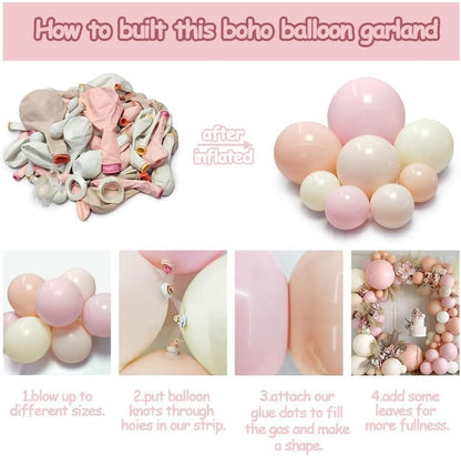 Pastel Pink White Balloon Arch Double Stuffed Light Pink Blush Ivory Beige Balloon Garland Kit Peach Cream Balloons for Birthday Baby Shower Wedding Valentine Engagement Bridal Fall Boho Party Decor