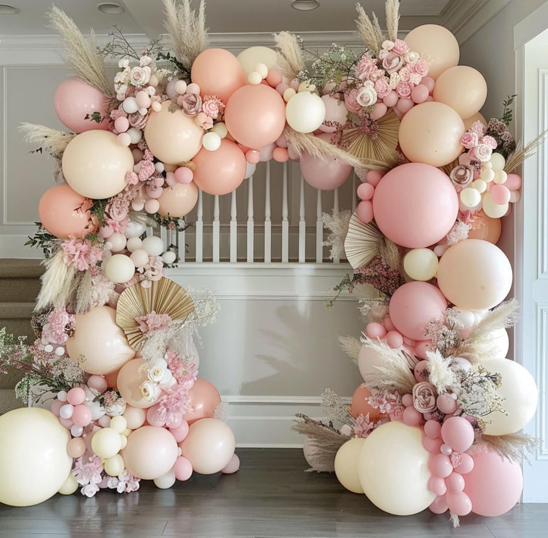Pastel Pink White Balloon Arch Double Stuffed Light Pink Blush Ivory Beige Balloon Garland Kit Peach Cream Balloons for Birthday Baby Shower Wedding Valentine Engagement Bridal Fall Boho Party Decor