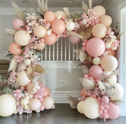 Pastel Pink White Balloon Arch Double Stuffed Light Pink Blush Ivory Beige Balloon Garland Kit Peach Cream Balloons for Birthday Baby Shower Wedding Valentine Engagement Bridal Fall Boho Party Decor