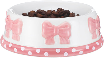 1 Pcs Pink Ceramic Pet Bowl for Small Dogs Cats Food Water