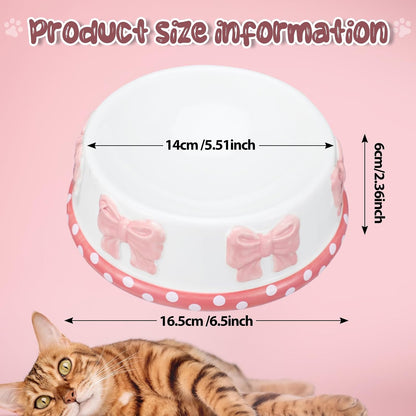 1 Pcs Pink Ceramic Pet Bowl for Small Dogs Cats Food Water