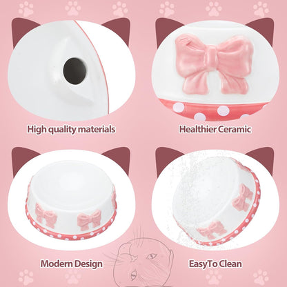1 Pcs Pink Ceramic Pet Bowl for Small Dogs Cats Food Water