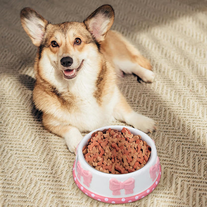 1 Pcs Pink Ceramic Pet Bowl for Small Dogs Cats Food Water