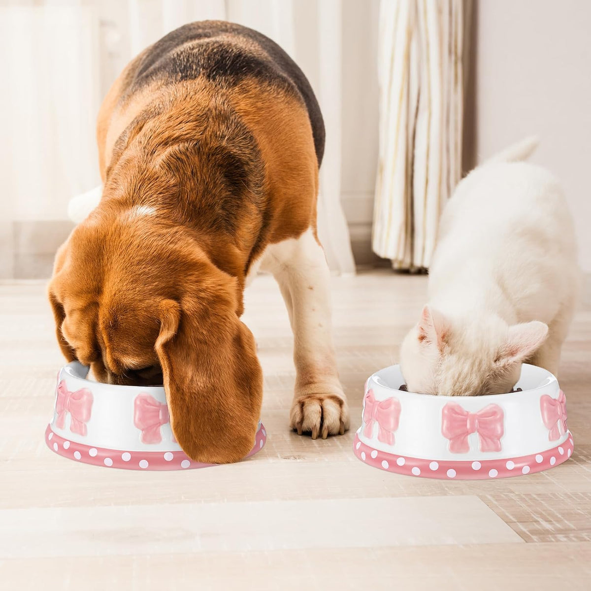 1 Pcs Pink Ceramic Pet Bowl for Small Dogs Cats Food Water