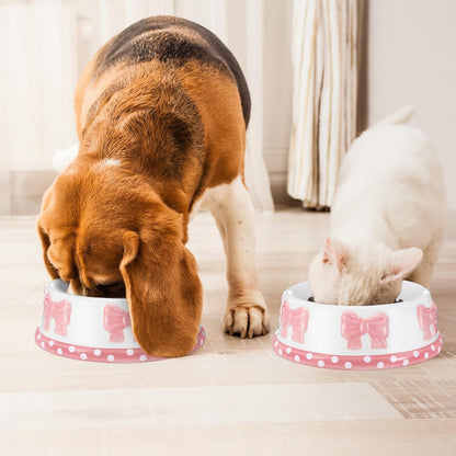 1 Pcs Pink Ceramic Pet Bowl for Small Dogs Cats Food Water