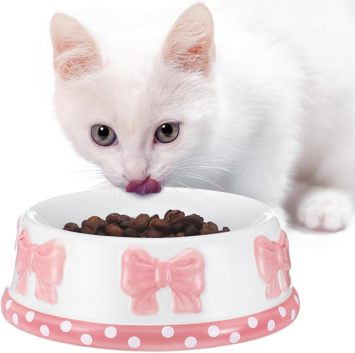 1 Pcs Pink Ceramic Pet Bowl for Small Dogs Cats Food Water