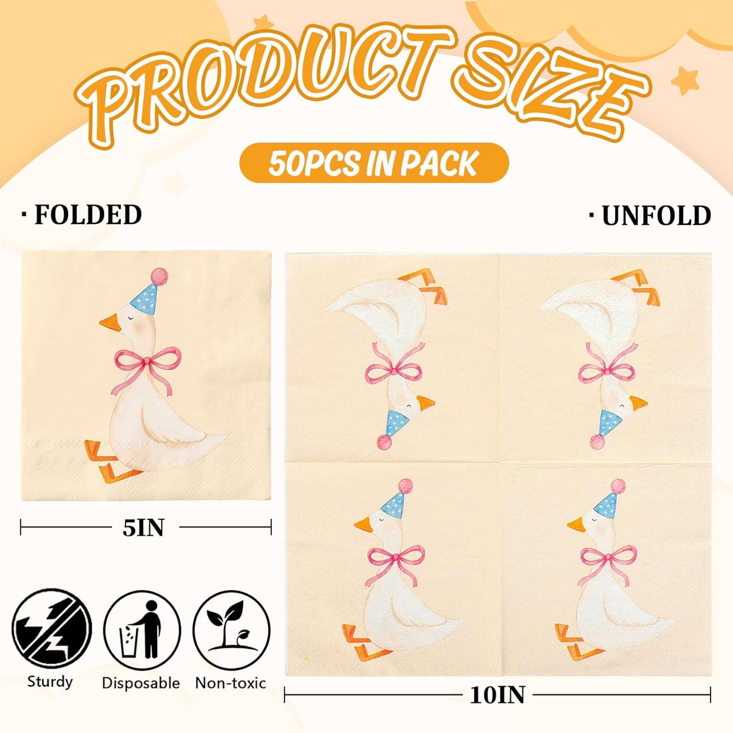 Whaline 50Pcs One Silly Goose Cocktail Napkins Coquette Pink Bow Goose Paper Napkin Disposable Beverage Dessert Napkin for Birthday Baby Shower Party Supplies Table Decor