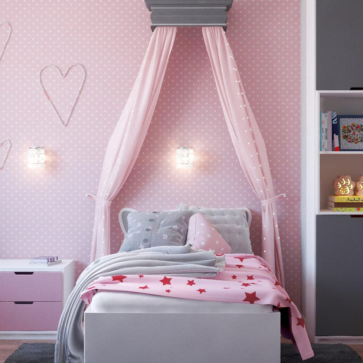 Pink Window Scarf Valances - Light Pink Sheer Valances, 144 Inch Curtain Scarf Swag Curtains, Bed Canopy Curtains 52Wx144L
