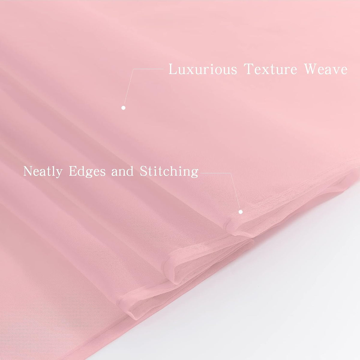 Pink Window Scarf Valances - Light Pink Sheer Valances, 144 Inch Curtain Scarf Swag Curtains, Bed Canopy Curtains 52Wx144L