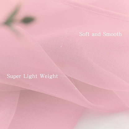 Pink Window Scarf Valances - Light Pink Sheer Valances, 144 Inch Curtain Scarf Swag Curtains, Bed Canopy Curtains 52Wx144L