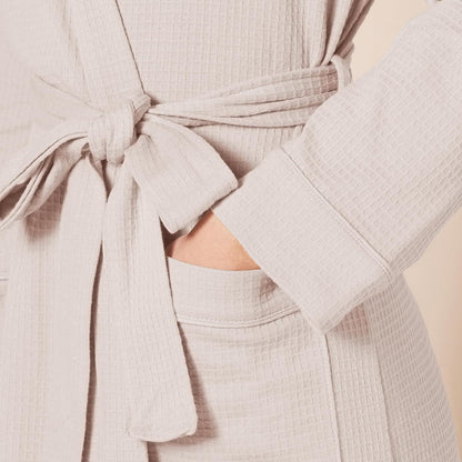Women's Lightweight Cotton Waffle Mid-Length Bathrobe (Available in Plus Size)