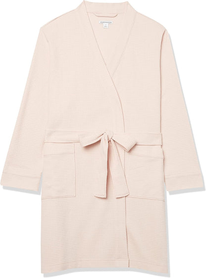 Women's Lightweight Cotton Waffle Mid-Length Bathrobe (Available in Plus Size)