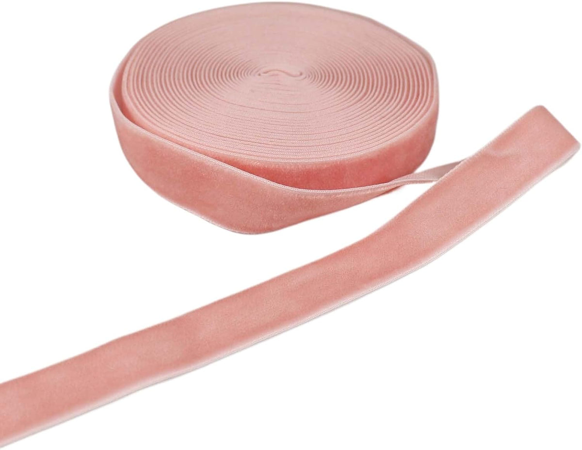 Velvet Ribbon for Gift Wrapping Christmas Decoration (05 (Light Peach), 5/8" (15mm) x 5 Yards)