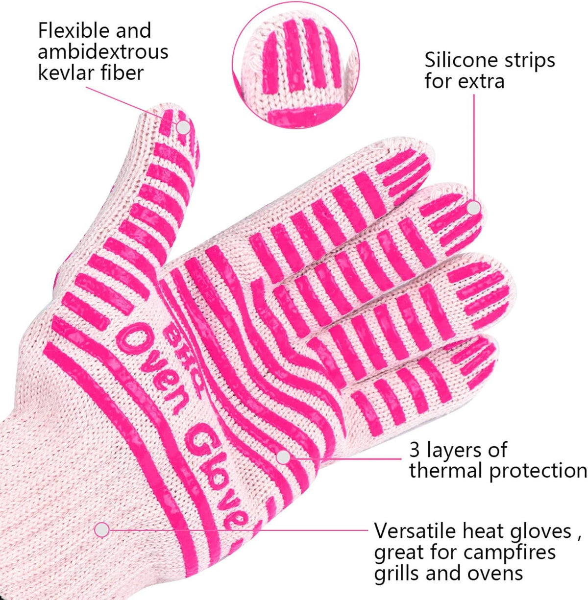 Extreme Heat Resistant Oven Gloves - 932F - Cooking Gloves for BBQ, Grilling, Baking,Cutting, Smoker Fireplace