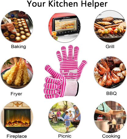 Extreme Heat Resistant Oven Gloves - 932F - Cooking Gloves for BBQ, Grilling, Baking,Cutting, Smoker Fireplace