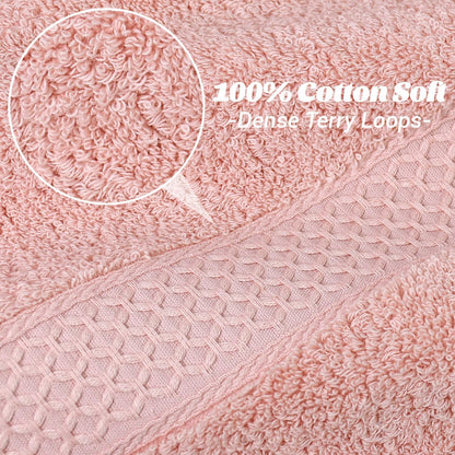 Cotton Bath Towels Set of 2 - Soft Pink Towels, 55” x 27”