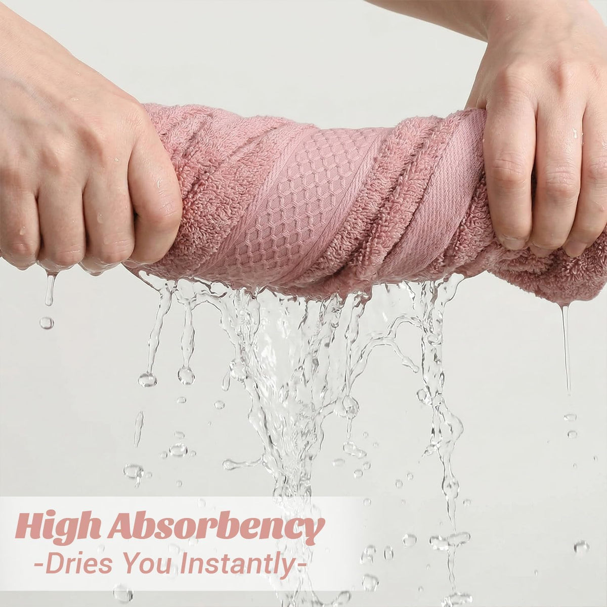 Cotton Bath Towels Set of 2 - Soft Pink Towels, 55” x 27”