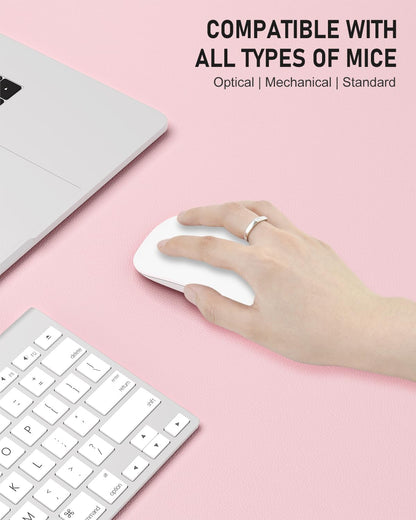 Desk Pad, 23.6" x 13.8" PU Leather Non-Slip Desk Mat Large Mouse Pad for Desktop, Waterproof Laptop Computer Writing Mat for Office, Home, Work, Gaming, Light Pink