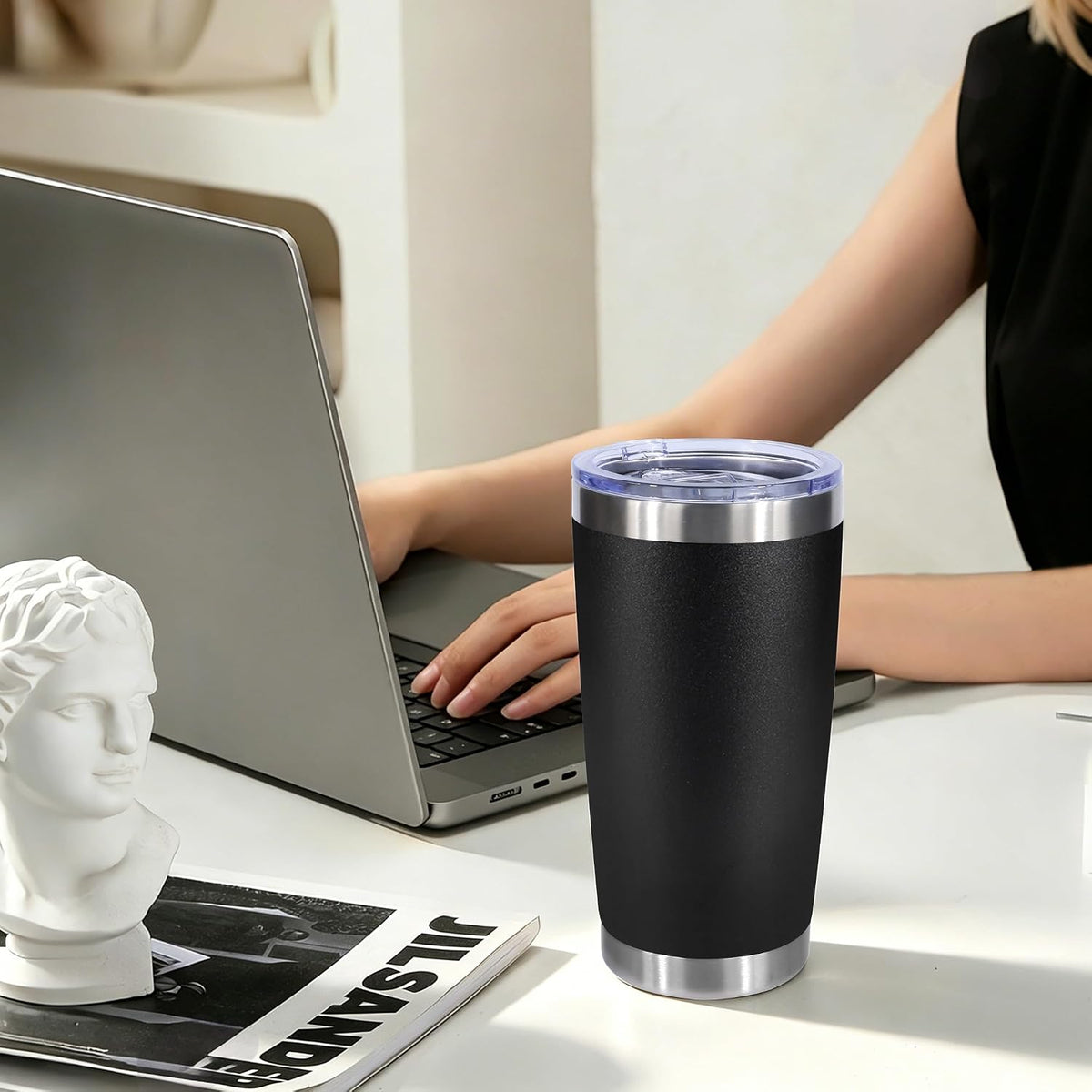 20oz Stainless Steel Tumbler Bulk with Lid, Double Wall Vacuum Insulated Powder Coated Travel Mug, Light Pink, 12 Pack