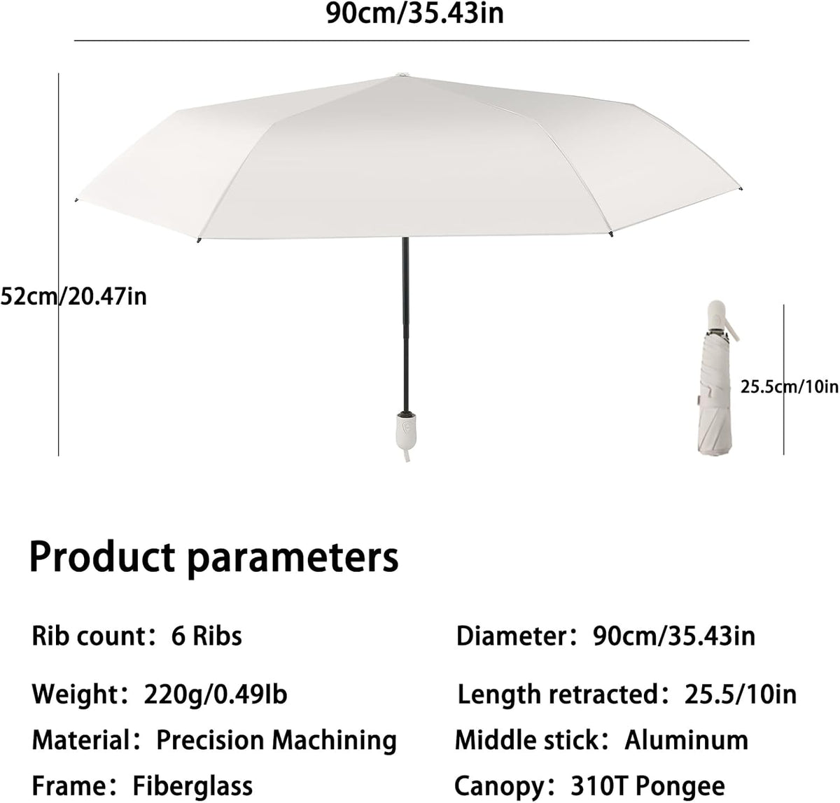 Compact Sun Umbrella, UPF 50+ UV Protection