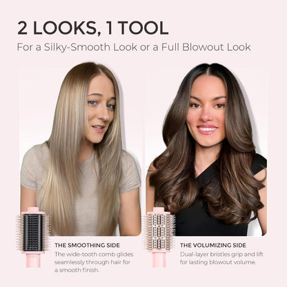 TYMO 4.0 Hair Blow Dryer Brush - Lightweight 3X Faster Drying 5-in-1 Ionic Blowout Hair Dryer Brush Adds Shine, Volume & Fullness for Smooth, Anti-Frizz Straight, Curl & Blowout Styles, Pink