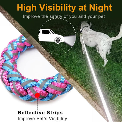 Reflective Dog Leash 2/3/4/6/10ft Braided 1/2" Strong Nylon Rope