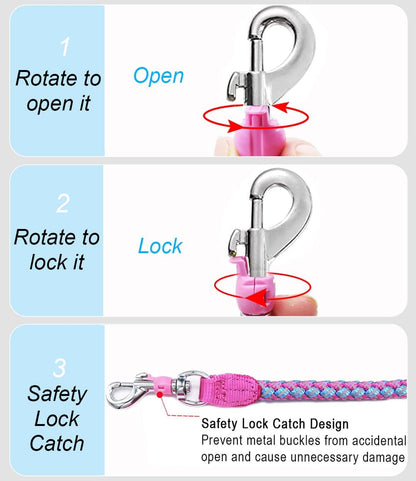 Reflective Dog Leash 2/3/4/6/10ft Braided 1/2" Strong Nylon Rope