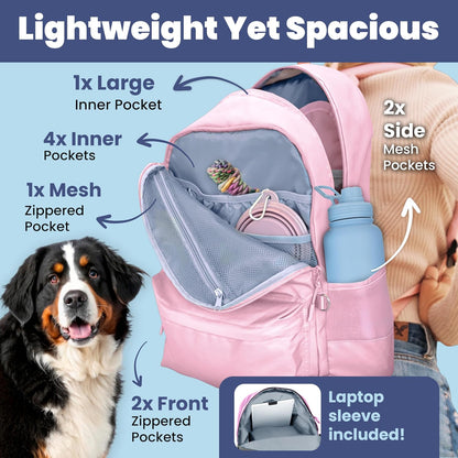 Dog Travel Backpack for Supplies - Dog Diaper Bag with Travel Bowls